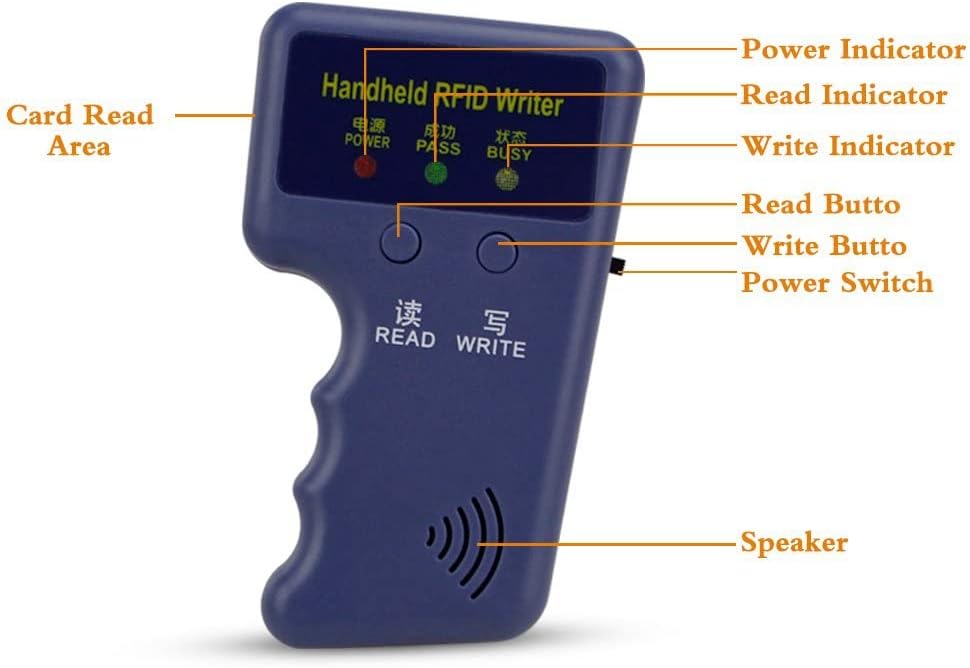 duplicadora de lector RFID de mano de 125 KHz, programador de tarjetas de identificación
