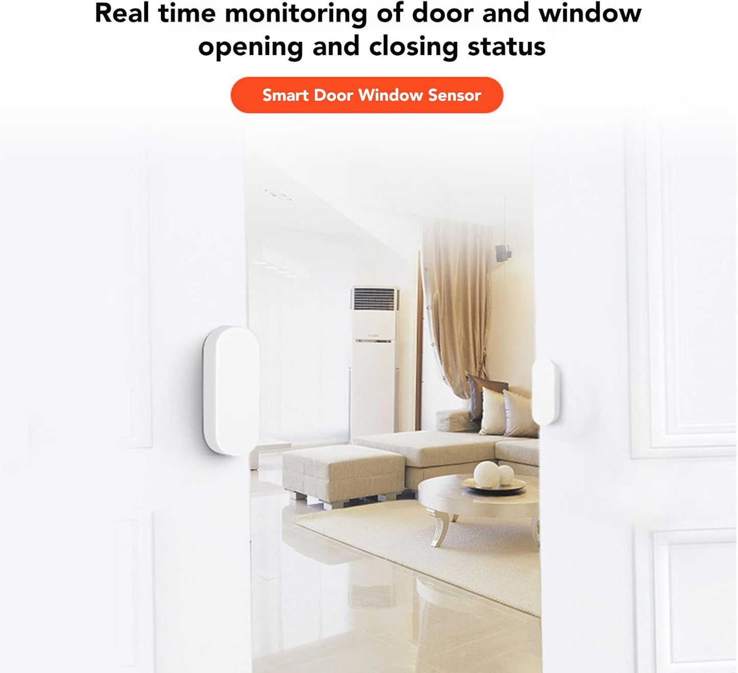Sensor inteligente de ventana de puerta, monitoreo en tiempo real y control de voz, compatible con seguridad en el hogar