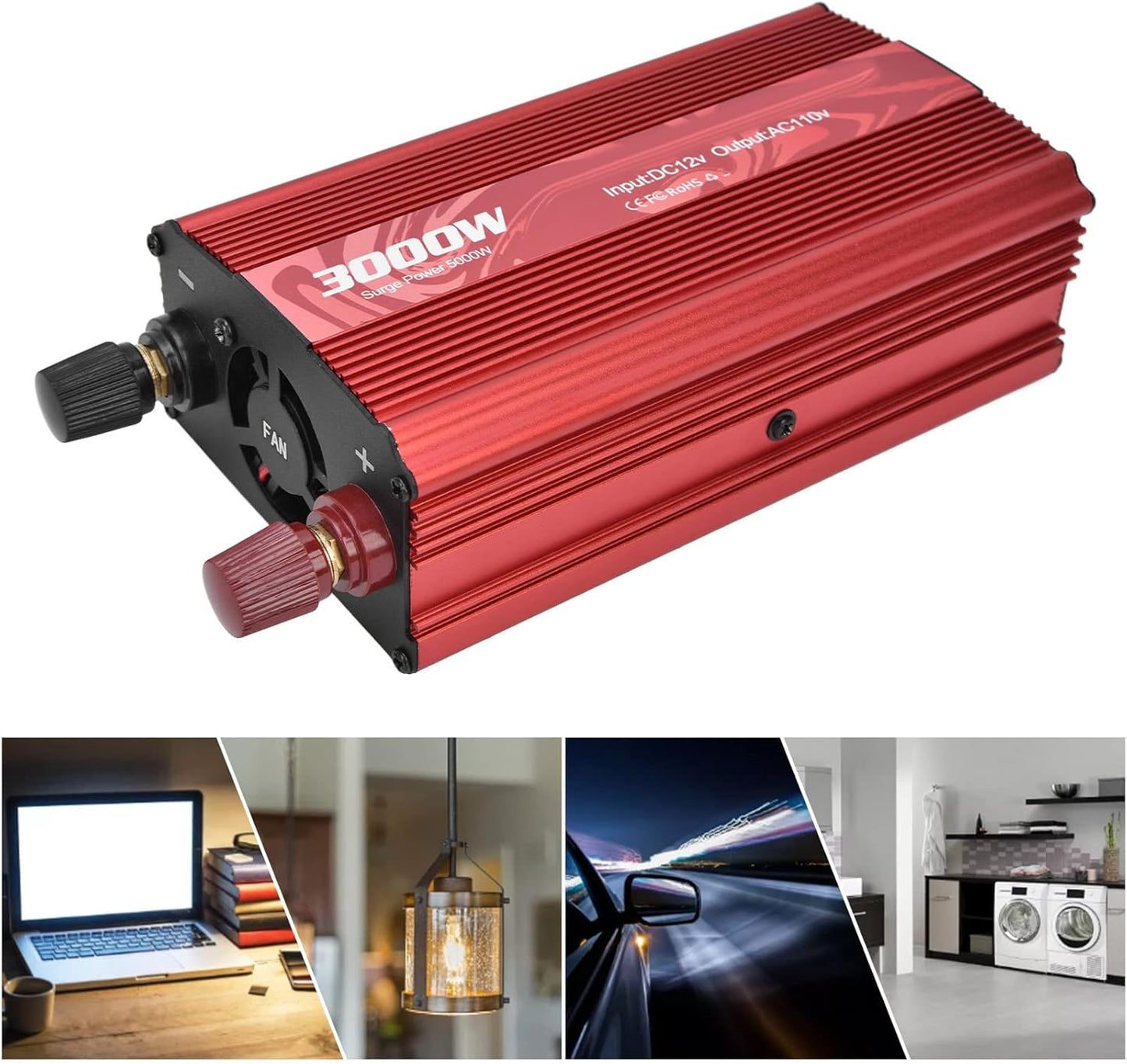 Inversor de corriente 3000W 220V, ondas sinusoidales puras