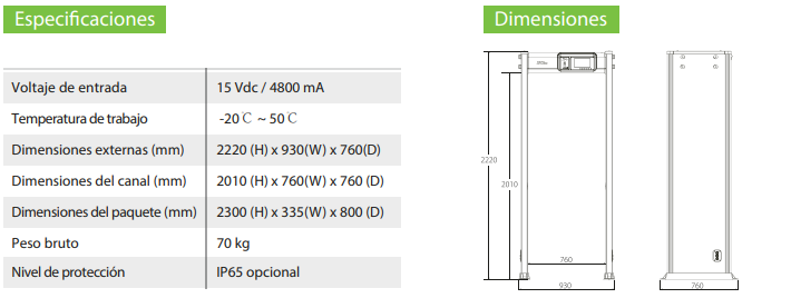 Arco Detector de Metales de 33 Zonas