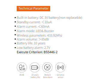 Detector de calor inalambrico para hogar inteligente con sensor de temperatura y fuego
