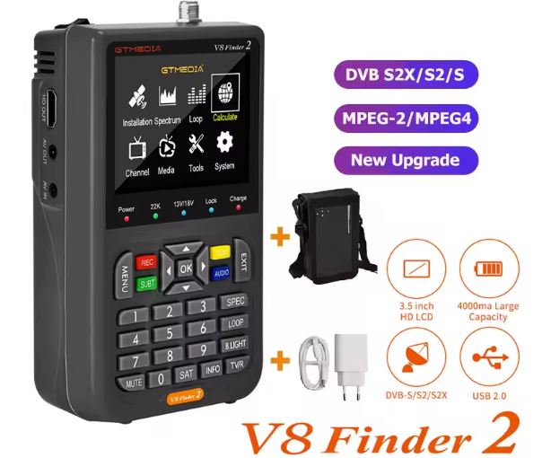 Medidor de señal del buscador de satelite V8 Finder2