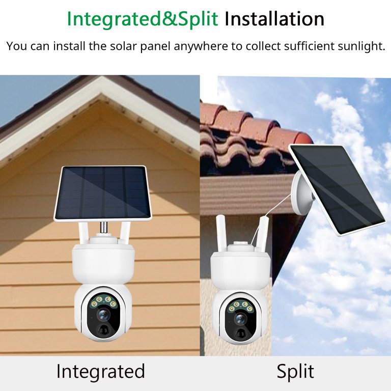 Cámara de seguridad solar para exteriores, 1080p panorámica de 360° PTZ