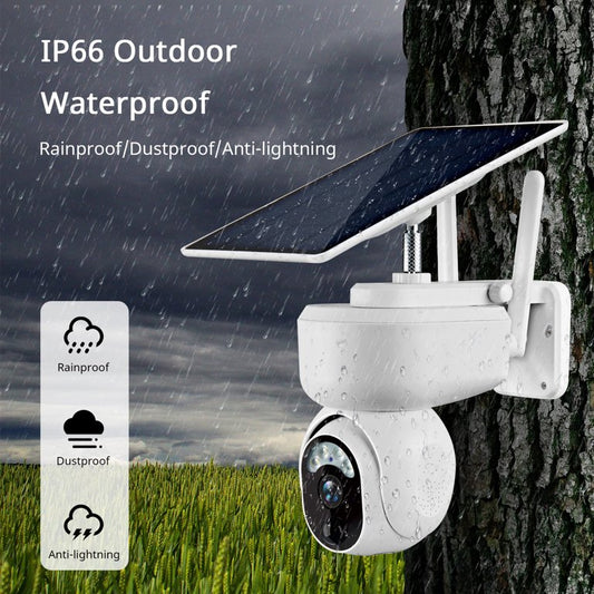 Cámara de seguridad solar para exteriores, 1080p panorámica de 360° PTZ