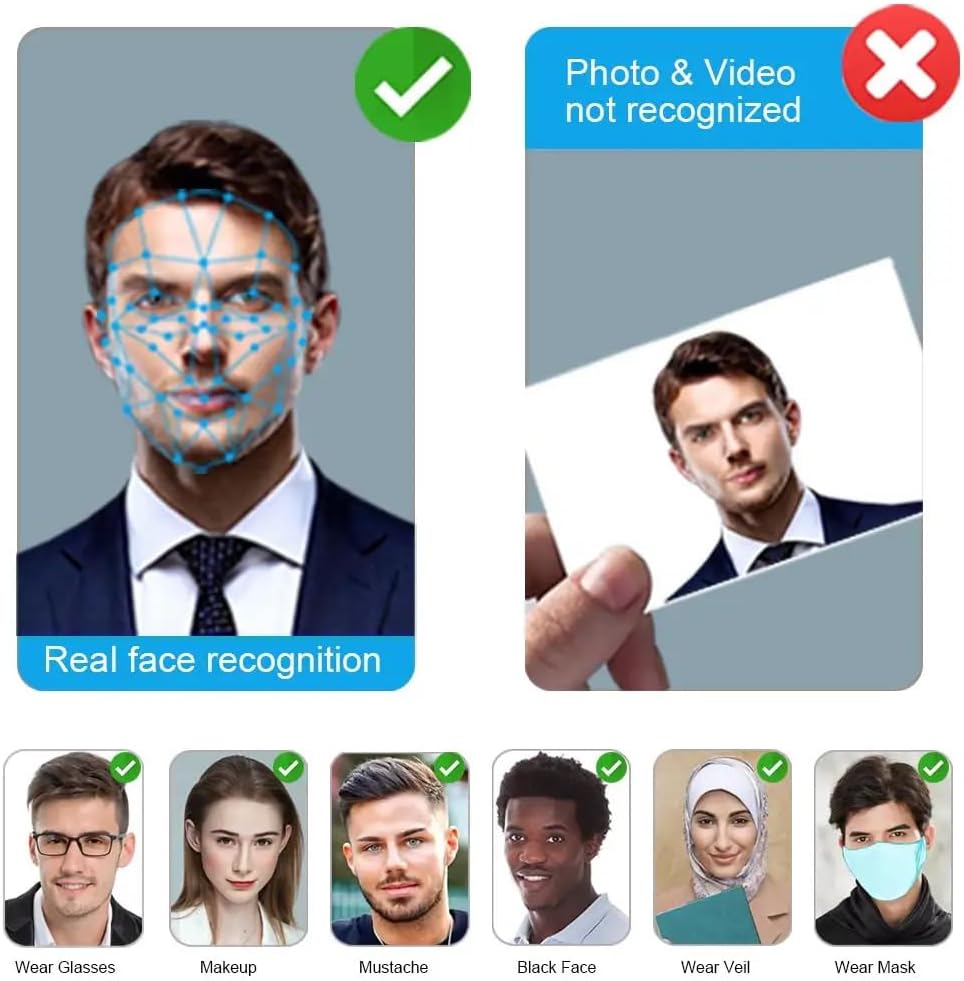 Biometrico Tactil Led 2MP con Reconocimiento Facial Wifi/QR