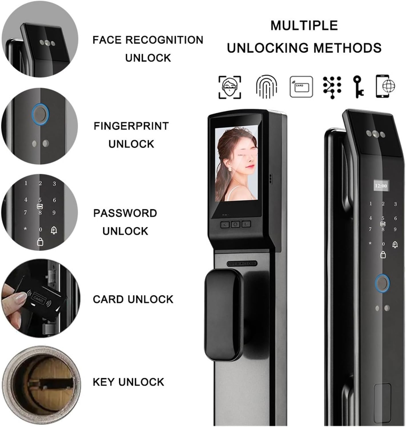 Cerradura de puerta digital con reconocimiento facial 3D aplicación Tuya, intercomunicador de voz, huella dactilar, contraseña, tarjeta IC,