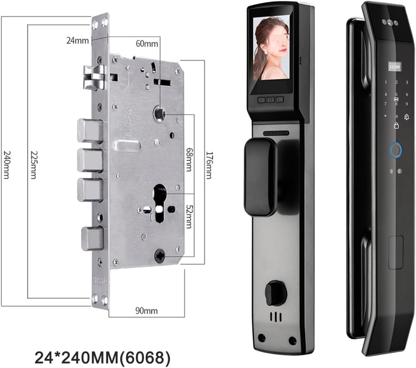 Cerradura de puerta digital con reconocimiento facial 3D aplicación Tuya, intercomunicador de voz, huella dactilar, contraseña, tarjeta IC,