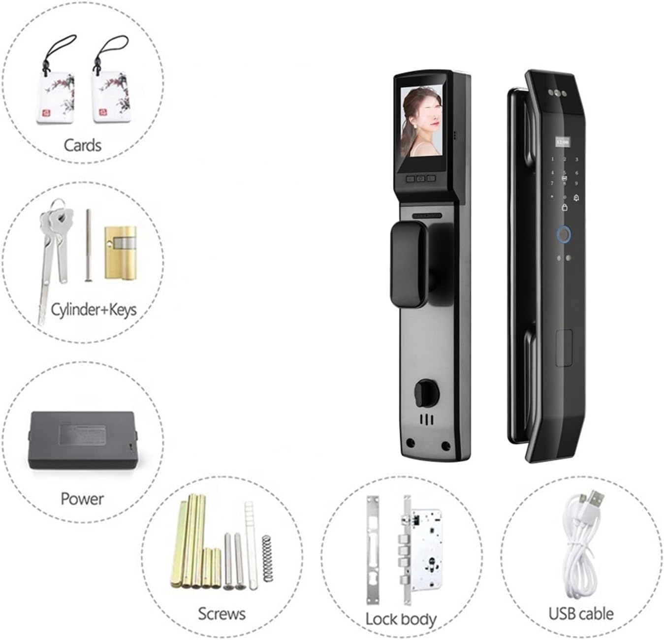 Cerradura de puerta digital con reconocimiento facial 3D aplicación Tuya, intercomunicador de voz, huella dactilar, contraseña, tarjeta IC,