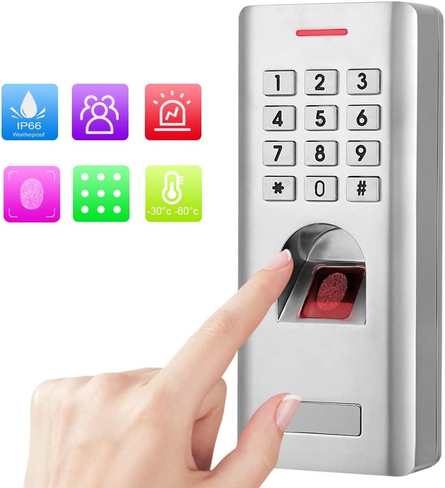 Control de Acceso con Lector de Huella dactilares IP66, Teclado numerico
