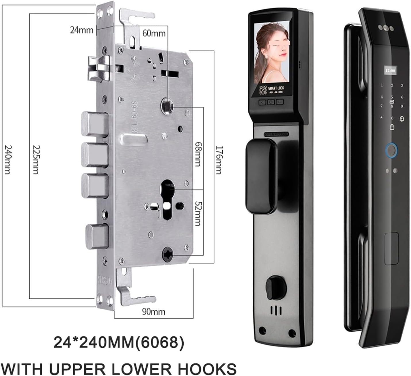 Cerradura de puerta digital con reconocimiento facial 3D aplicación Tuya, intercomunicador de voz, huella dactilar, contraseña, tarjeta IC,