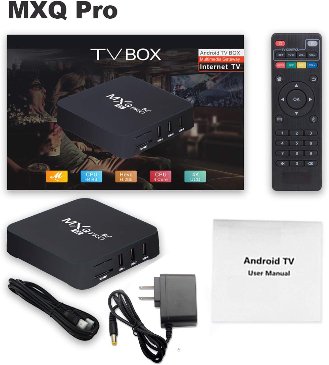 Caja IPTV Android TV BOX MXQ Pro5G 4K,2GB+16GB