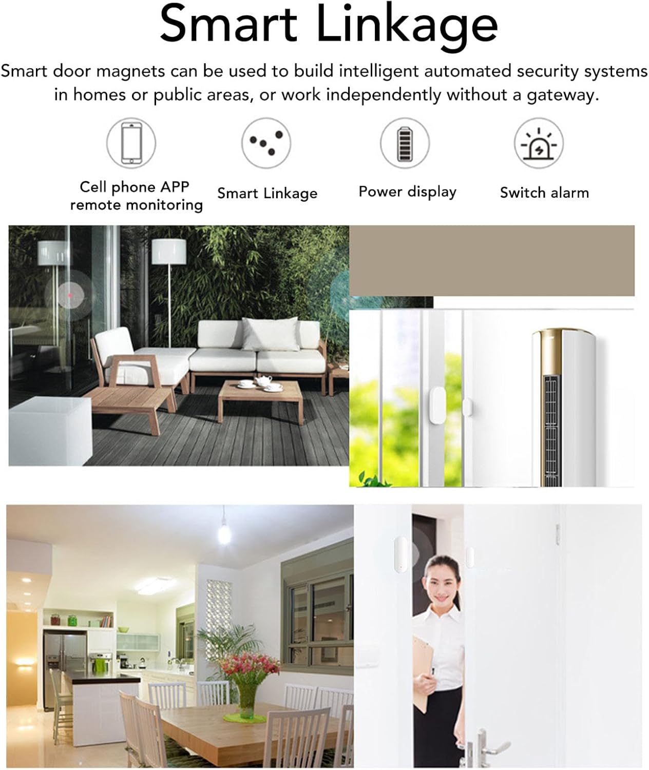 Sensor inteligente de ventana de puerta, monitoreo en tiempo real y control de voz, compatible con seguridad en el hogar