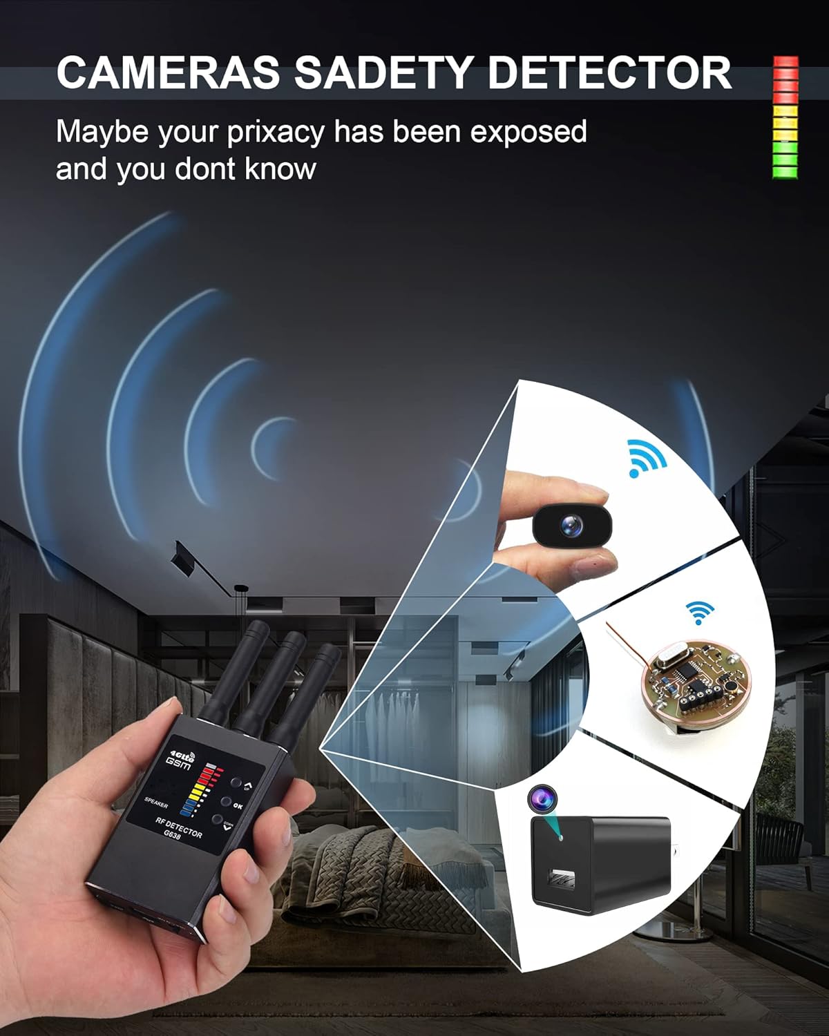Detector de señal RF inalámbrico antiespía