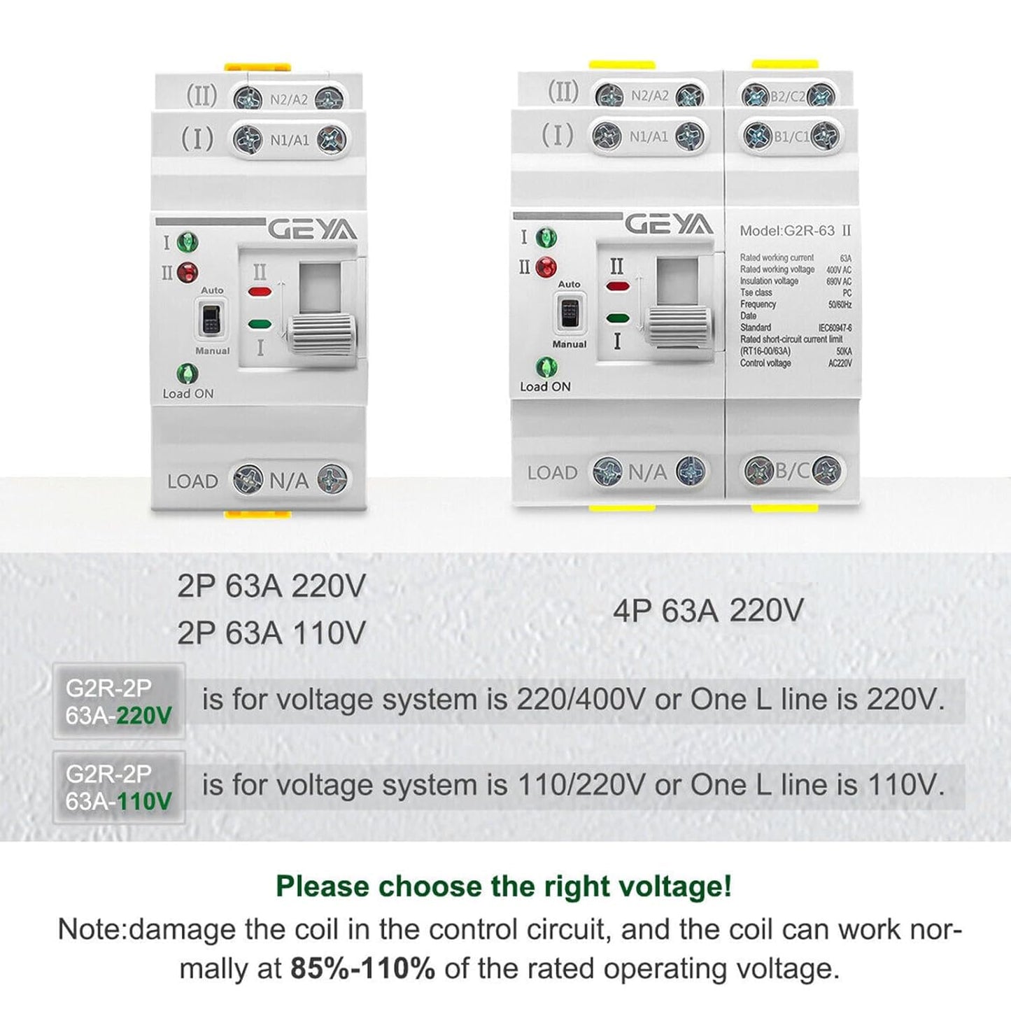 Transferencia automática y manual 4P 63A 220 V, ATS
