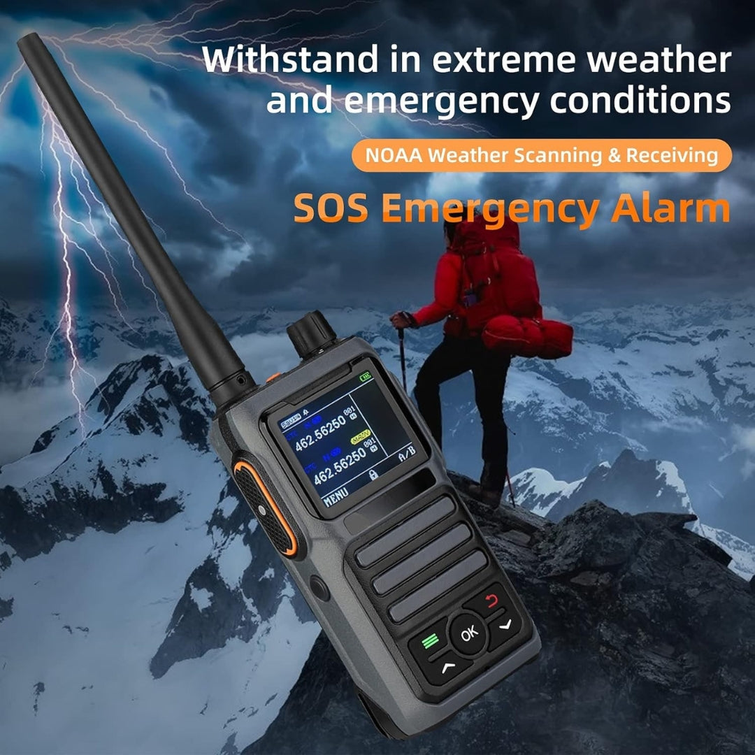 Radio de 2 vías, Walkie Talkie de largo alcance con micrófono de altavoz, 2200 mAh, sirena SOS