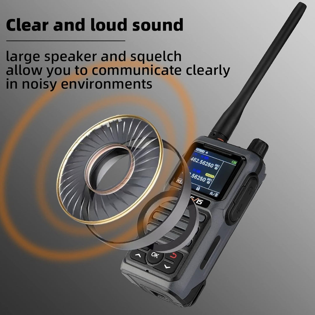 Radio de 2 vías, Walkie Talkie de largo alcance con micrófono de altavoz, 2200 mAh, sirena SOS