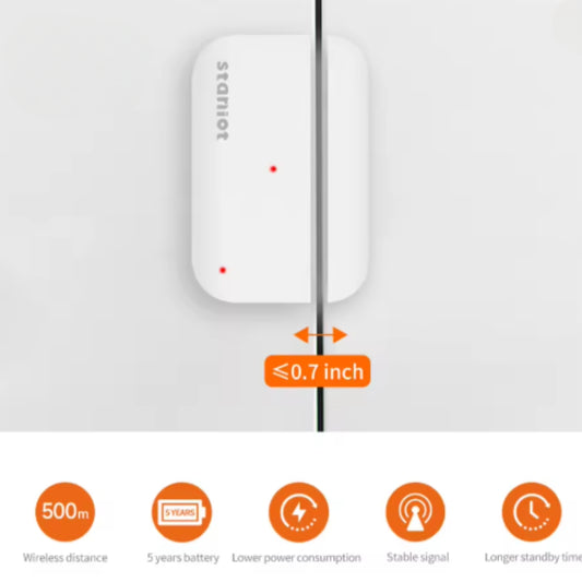 Sensor de contacto, detectores abiertos/cerrados de puertas y ventanas, Sensor magnético inalámbrico para hogar inteligente de 433Mhz