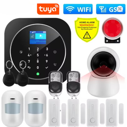 Sistema de alarma Tuya WIFI W9B para seguridad del hogar, 433 MHz, GSM, inalámbrico, control por aplicación Tuya Smart House.