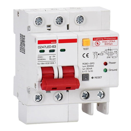 Break/Supresor AC 20Amp Corriente Residual con sobrecarga con protección contra Rayos Protector contra Fugas