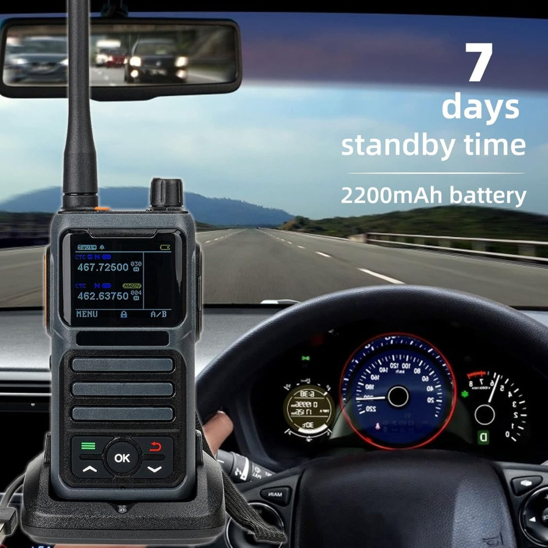 Radio de 2 vías, Walkie Talkie de largo alcance con micrófono de altavoz, 2200 mAh, sirena SOS