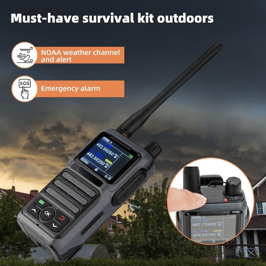 Radio de 2 vías, Walkie Talkie de largo alcance con micrófono de altavoz, 2200 mAh, sirena SOS