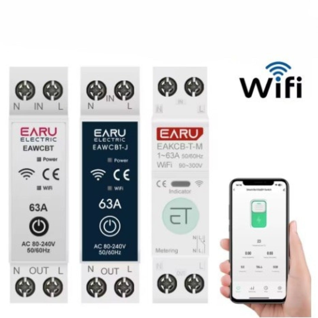 Contactor inteligente Tuya WiFi MCB 1P+N 63A, temporizador, energía, kWh, voltaje, medidor de corriente,