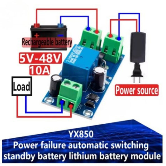 Módulo de batería de litio YX850 con conmutación automática por fallo de alimentación, convertidor de emergencia universal de CC 5 V-48 V