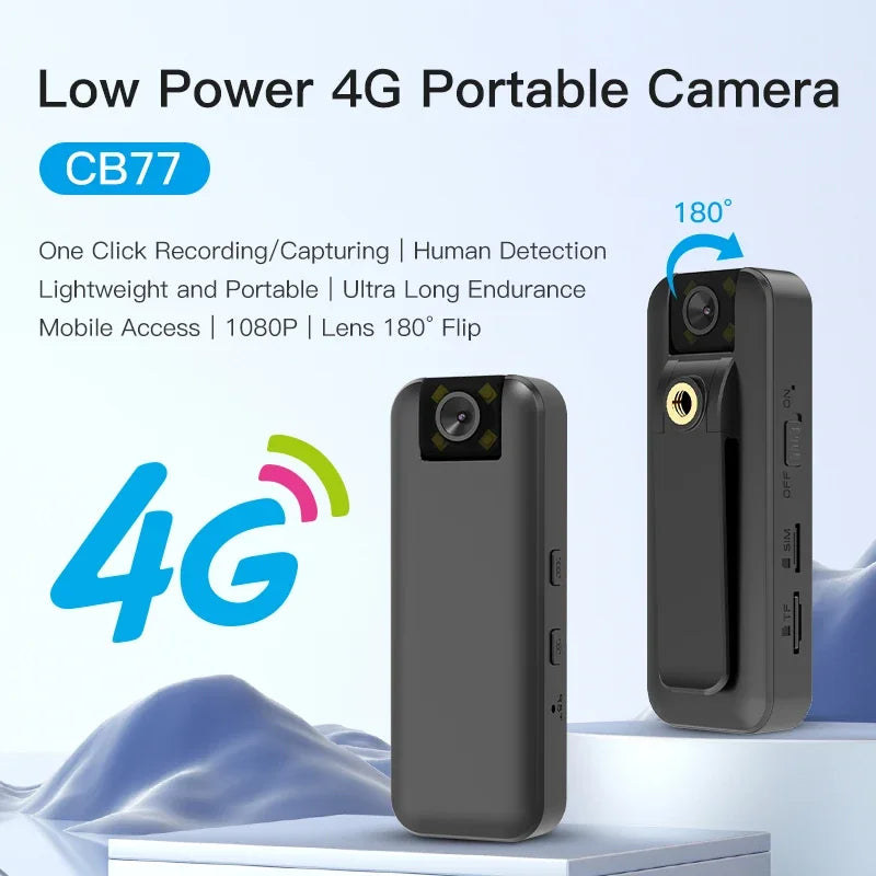 4G 4K UHD Body Camera with Night Vision & 180° Flip Feature