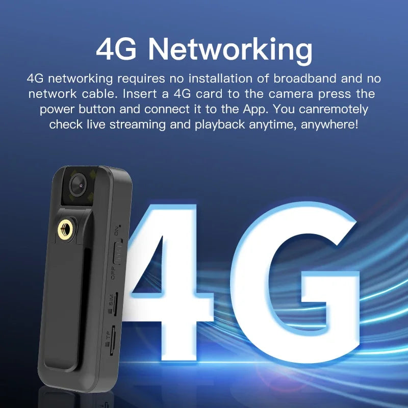4G 4K UHD Body Camera with Night Vision & 180° Flip Feature