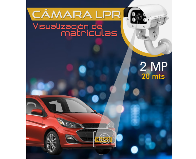 Cámara LPR visualización de placas o matriculas automotrices 2 megapixeles-20 metros