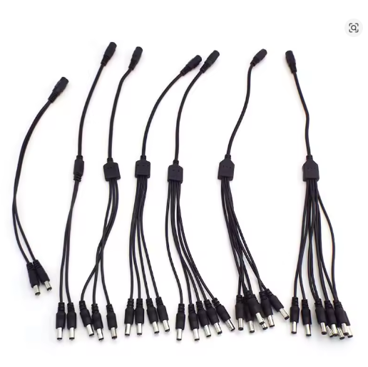 Conector de CC macho de 1 hembra a 2, 3, 4, 5, 6 y 8 vías, divisor de fuente de alimentación, adaptador de enchufe