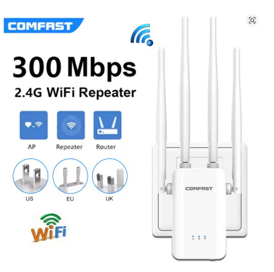 Extender Wifi 4 Antenas Marca Comfast