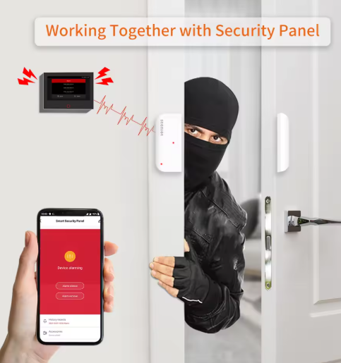 Sensor de contacto, detectores abiertos/cerrados de puertas y ventanas, Sensor magnético inalámbrico para hogar inteligente de 433Mhz