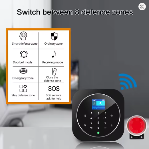 Sistema de alarma Tuya WIFI W9B para seguridad del hogar, 433 MHz, GSM, inalámbrico, control por aplicación Tuya Smart House.
