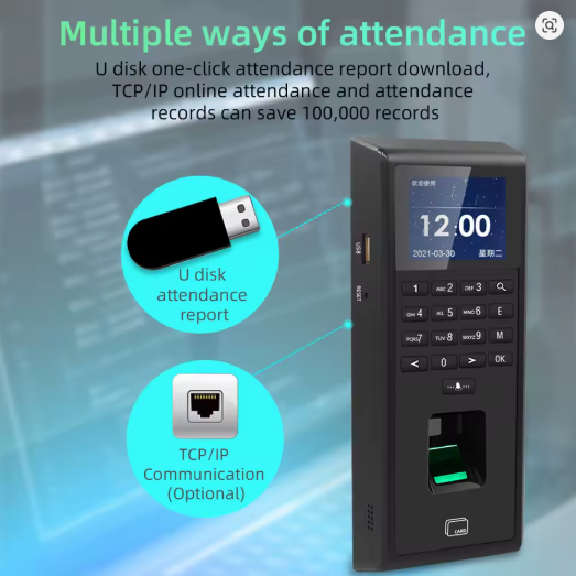 Biométrico de red para control de acceso IP con huella dactilar, 125 kHz, 13,56 MHz