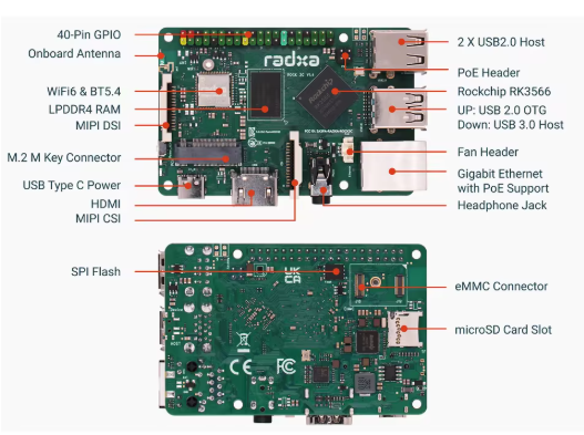 Radxa ROCK 3C RK3566 - SBC de CPU de 4 núcleos
