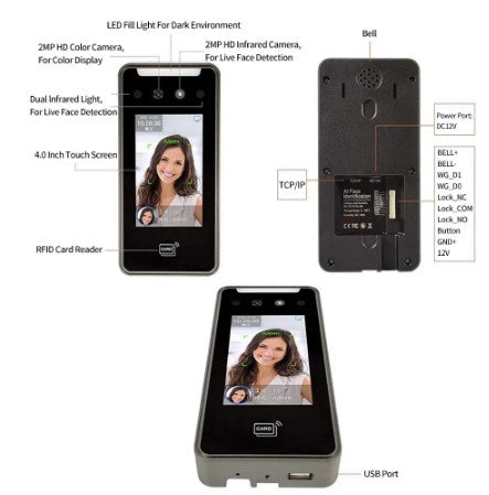 Biometrico Tactil Led 2MP con Reconocimiento Facial Wifi/QR